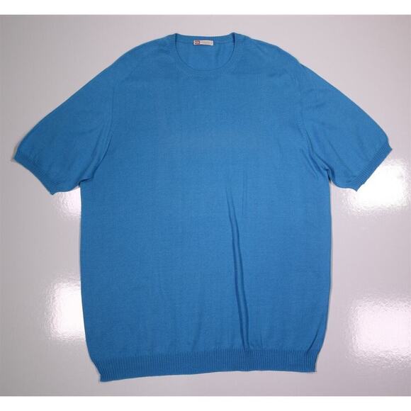 Giorgio's of Palm Beach Turquoise Blue Cotton Knit Short Sleeve Jumper 48/XL - Picture 1 of 6